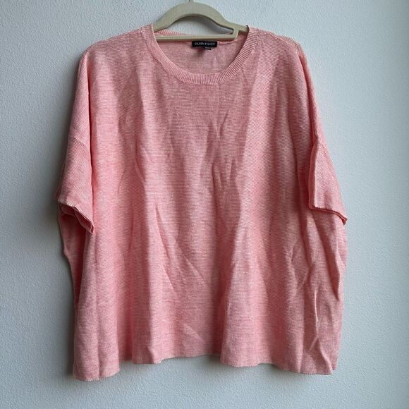 Eileen Fisher Organic Linen Round-Neck Sweater - Peach size XL Knit Lightweight - Picture 2 of 6